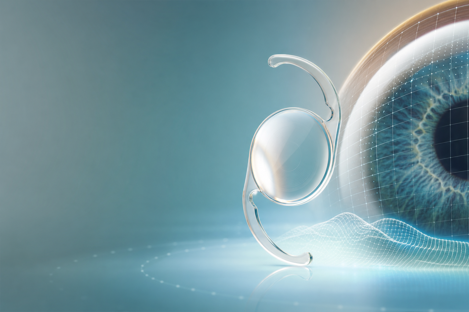 Illustration of an intraocular lens and eye measurement planning